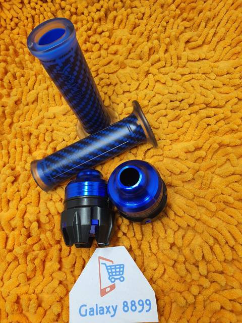 Handgrip karbon kitaco + Jalu As roda depan biru universal