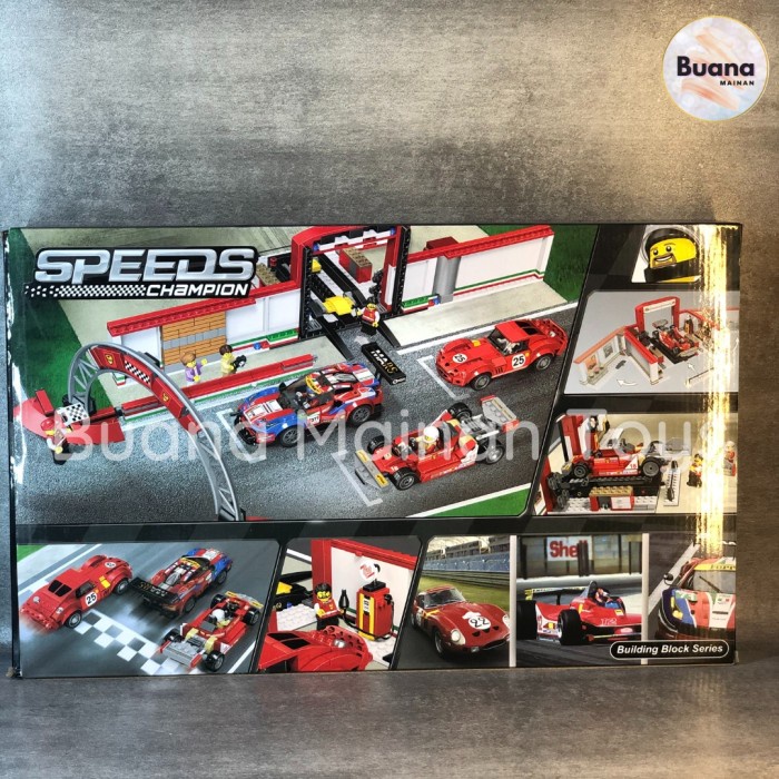 BRICKS BELA SPEEDS CHAMPION FERARRI PITSTOP MAINAN EDUKASI ANAK COWO CEWE BRICK CREATOR SPEED 10947