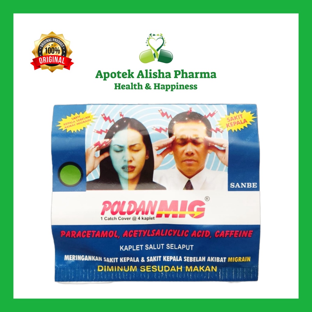 PoldanMig Tablet(Strip 4tablet)-Poldan Mig Tablet Obat Sakit Kepala/Pusing/Migrain/Panas/Demam Dewasa