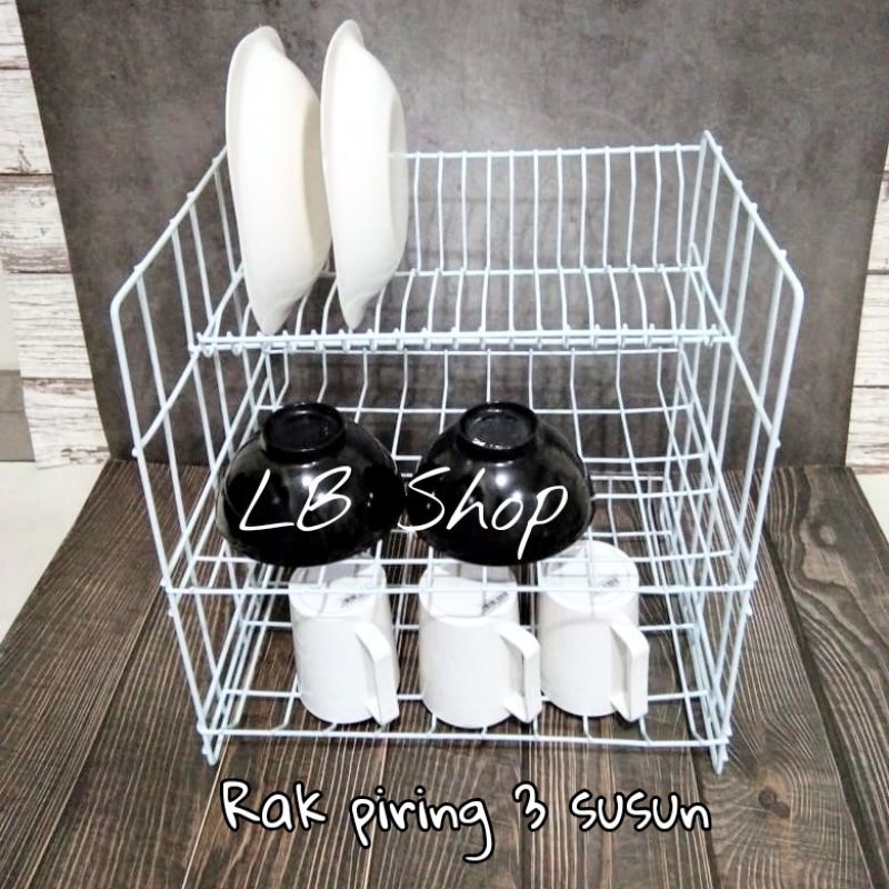 Rak piring 3 susun besi/rak dapur serbaguna multifungsi