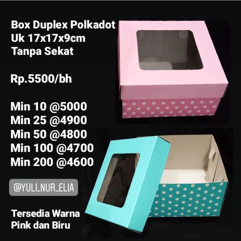 

Box duplex 17x17x9cm Polkadot tanpa sekat