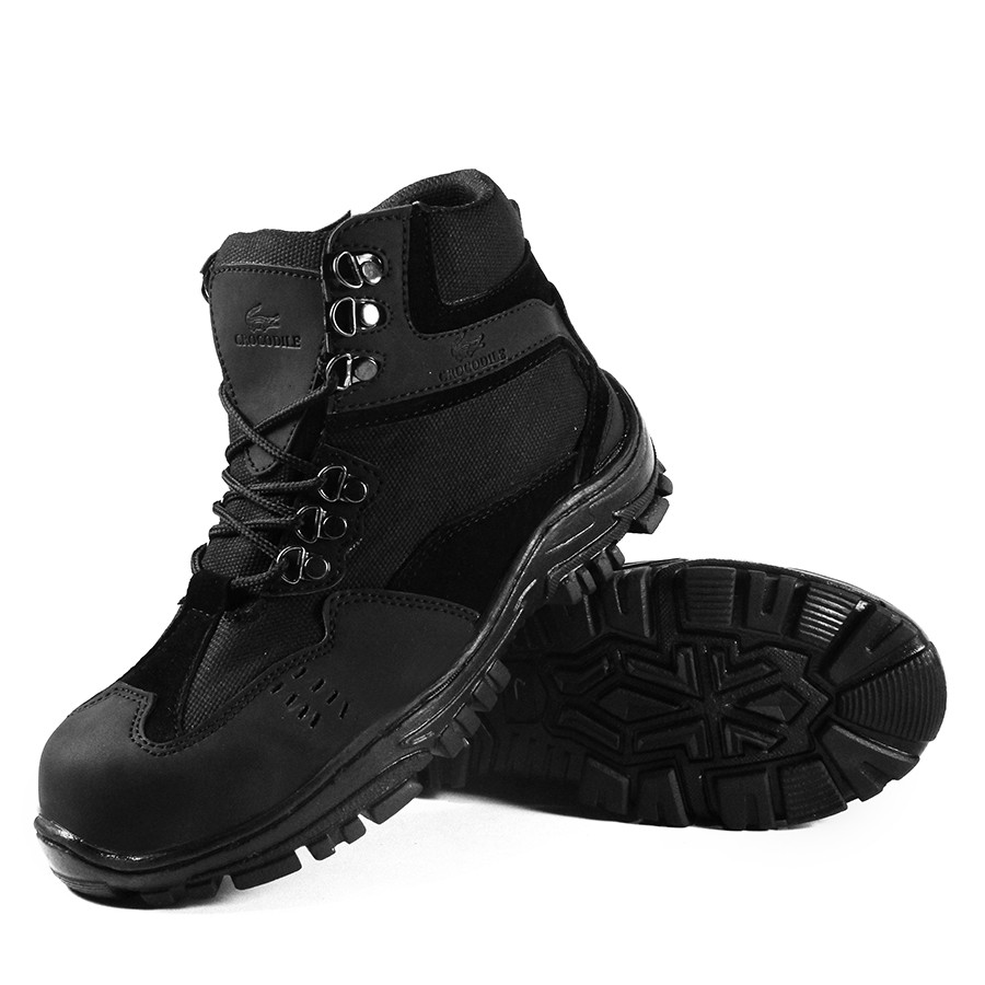 SM88 - Sepatu Pria Crocodile Indicator Sleting Hitam Boots Safety Cowok Outdoor Septi Bots Murah COD