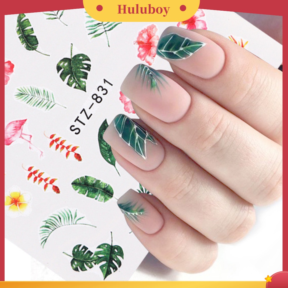 Huluboy Huluboy♡ Stiker Kuku 3D Motif Daun / Bunga Mawar / Hewan Untuk Dekorasi Manicure / Nail Art DIY