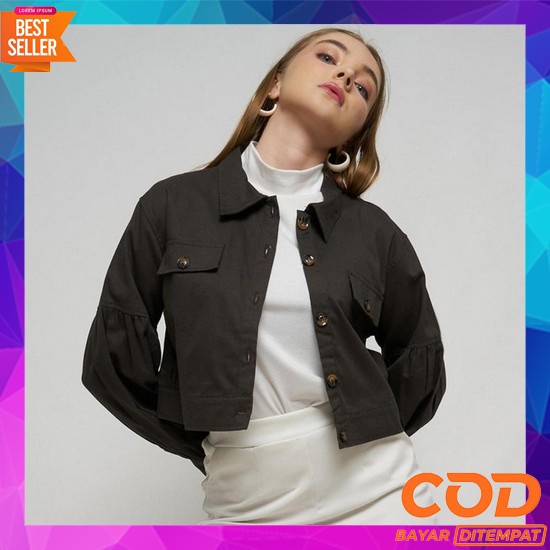 Bluse Blos Blus Oversize Remaja Cewe Cewek Wanita Kekinian Warna Merah Monellina 601224 Kemeja Crop 