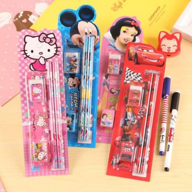 Stationery alat tulis set 5 in 1 karakter kartun souvenir pesta