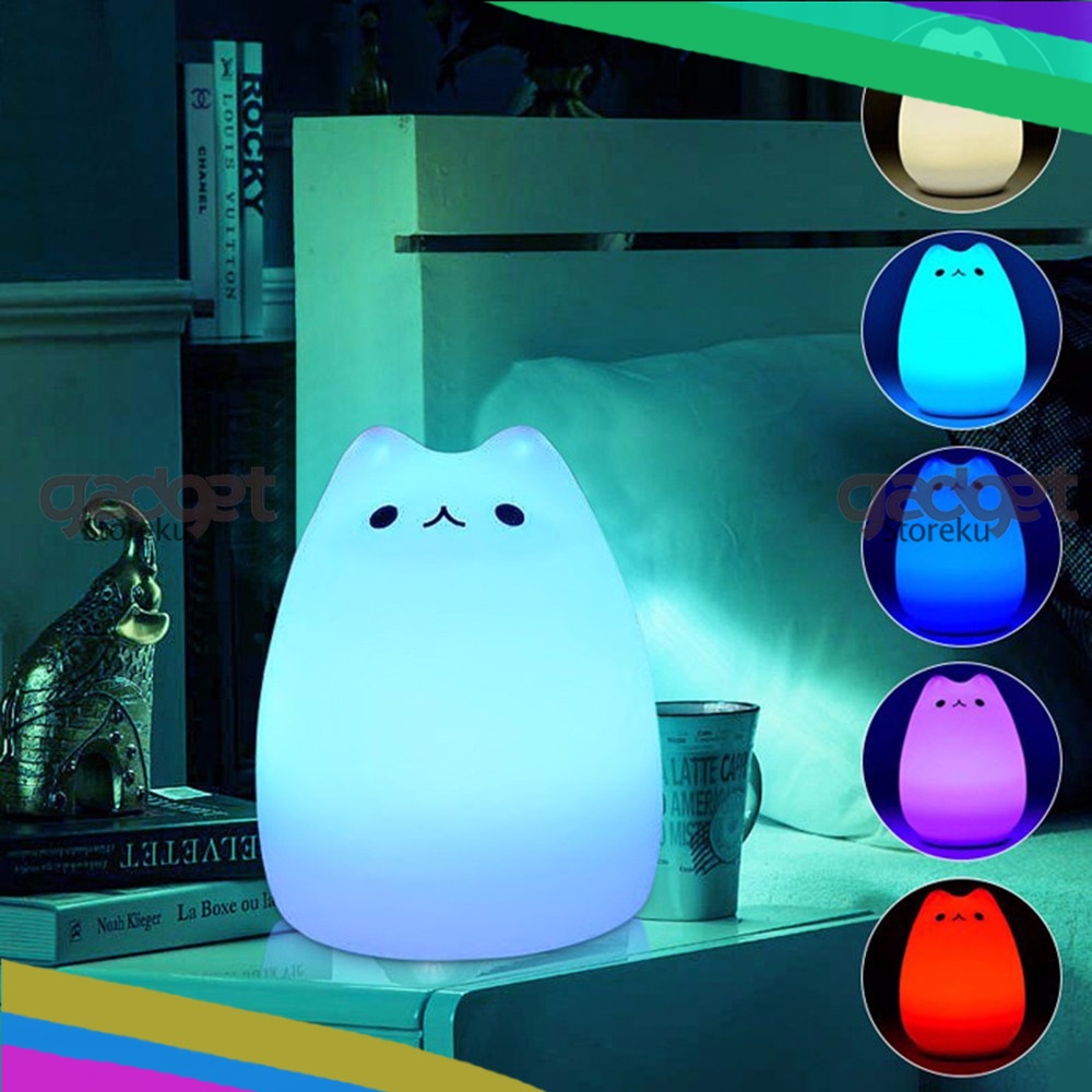 Lampu Tidur LED 7 Warna Model Kucing