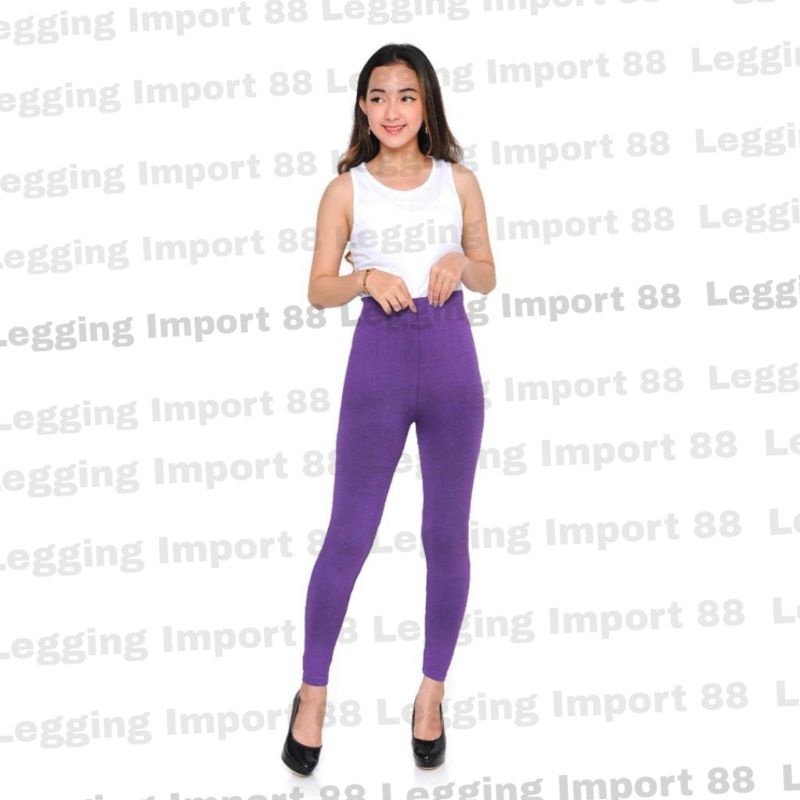 Celana Legging HW Import / Polos Panjang Highwaist / Fashion Wanita (901)-Purple