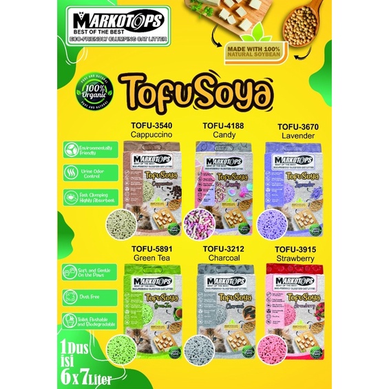 Pasir markotops tofu soya 7L markotop pasir kucing organik tahu 7 liter tofusoya candy kopi lavender