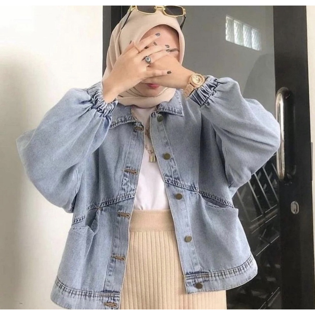 Jaket Levis Wanita Kekinian Snow Parka Jaket Levis Wanita Hoodie Bahan Jeanwash Hopylovy Jaket Jeans