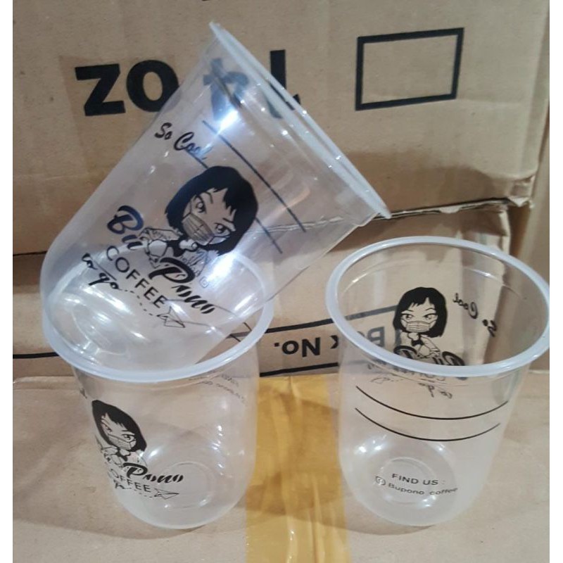 sablon gelas cup plastik 16 Oz oval 8gr