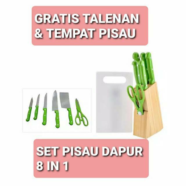 Set Pisau Dapur 8 in 1 Gratis TALENAN dan tempat pisau High Quality Original SK05