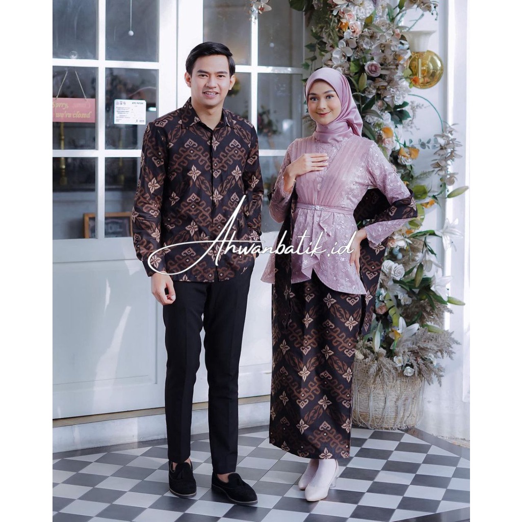 ( ORI ) Batik couple Aveena rose Bonus hijab kebaya couple lamaran kebaya modern