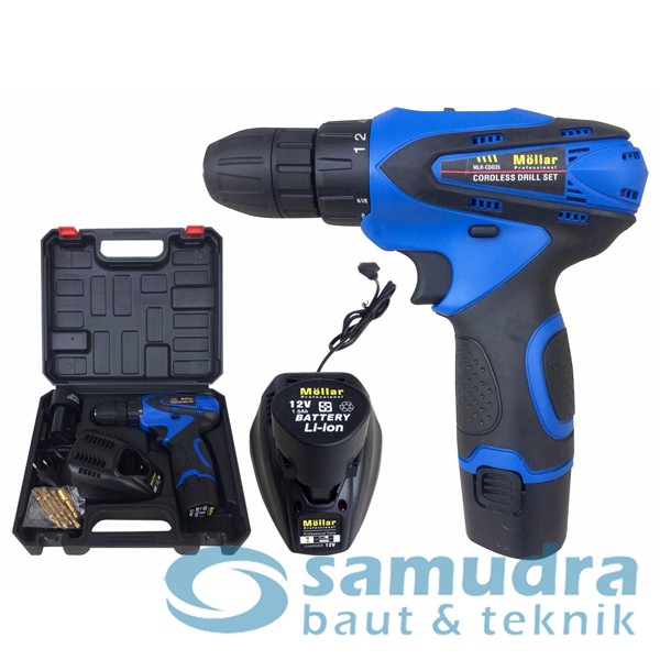 MOLLAR MLR-CDD35 Bor Cordless 12 V / Cordless Drill 12V - 2 Baterai
