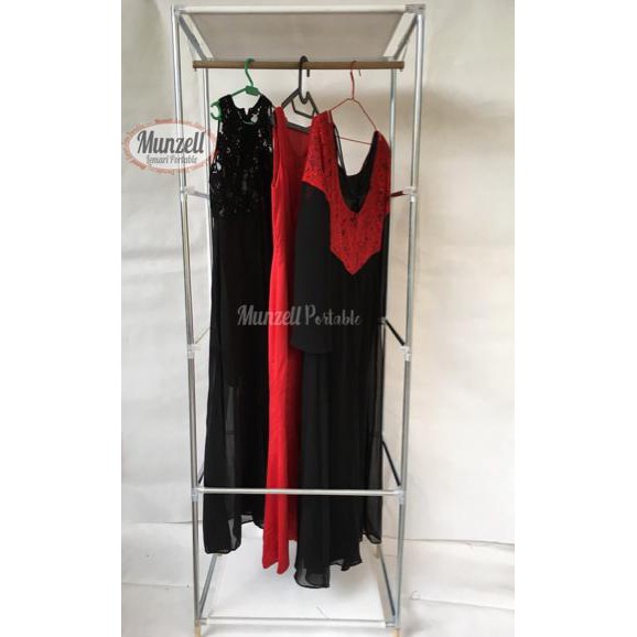 (Sale) (New Rangka Besi) Lpf 02, Biru (Lemari 1 Gantung+ 2 Sekat) - Hitam