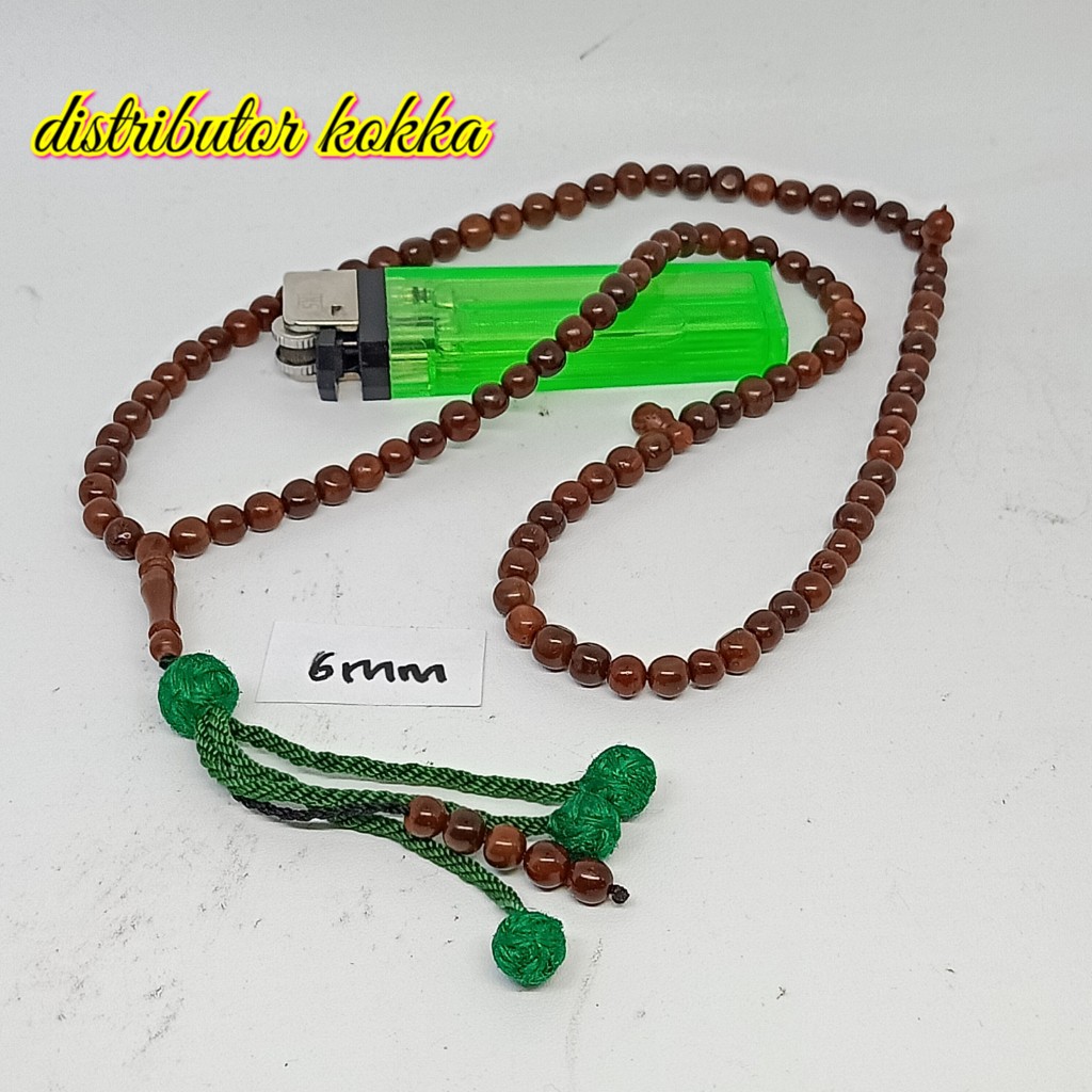 ( SUPER MURAH ) Tasbih Kokka kaukah 99 bulat rumbai 6 mm coklat