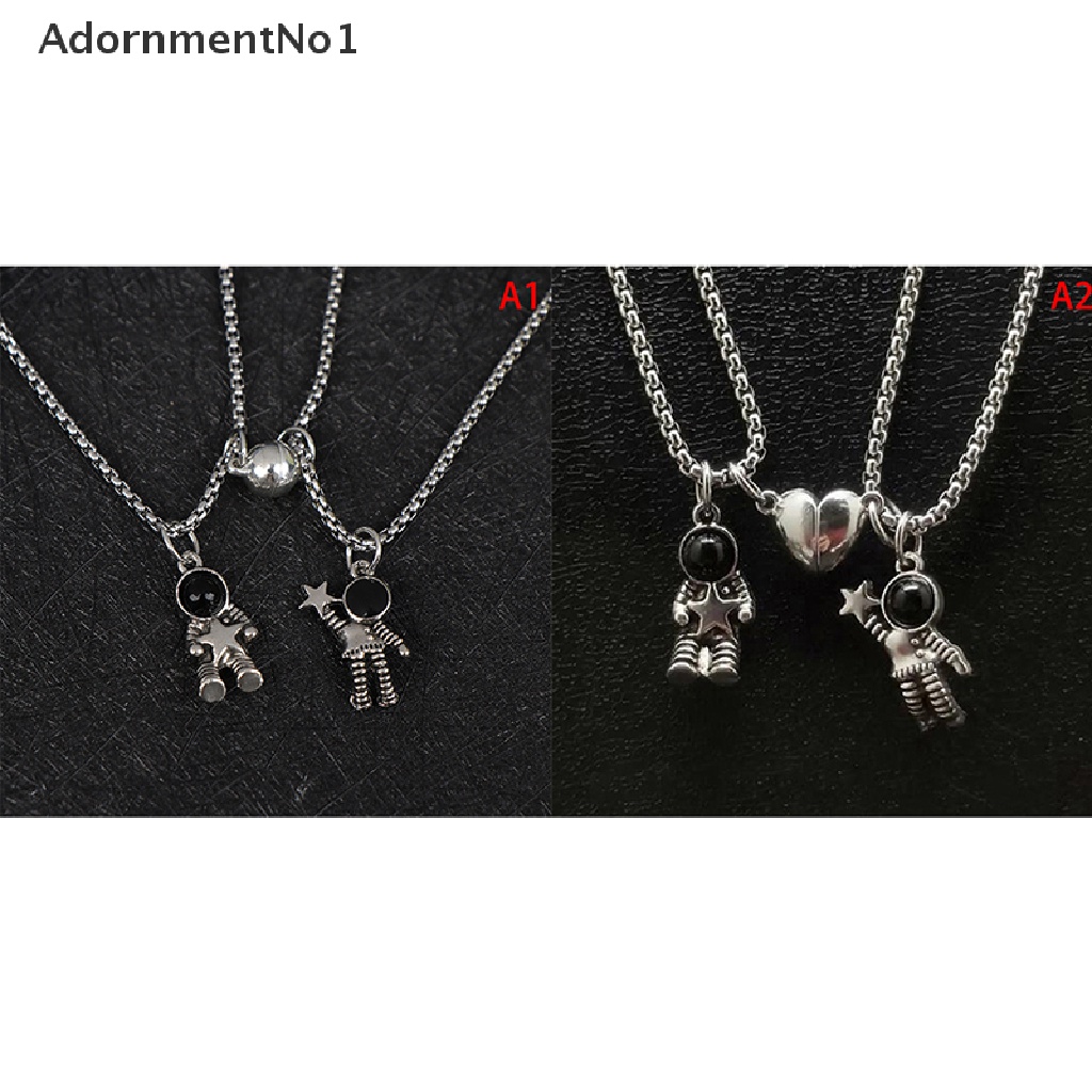 (AdornmentNo1) 2pcs / Set Kalung Rantai Magnet Liontin Astronot / Forever Untuk Pasangan / Pria / Wanita