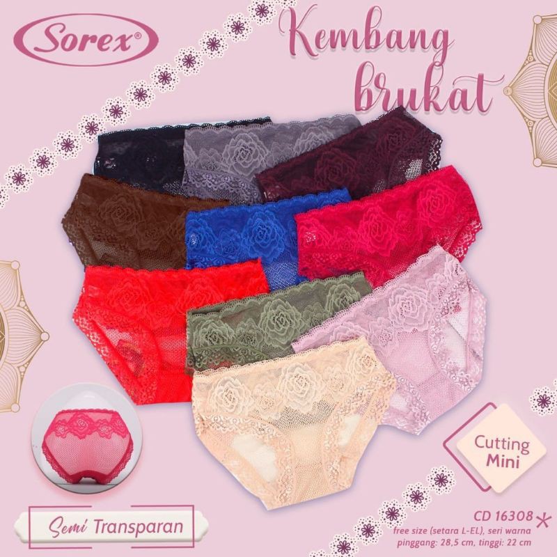 SOREX celana dalam wanita Mini Brukat 16308 Semi Transparan