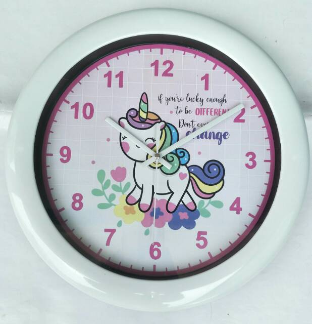 Jam Dinding Unicorn Themes 20cm dan 30cm Kado Ultah Anak