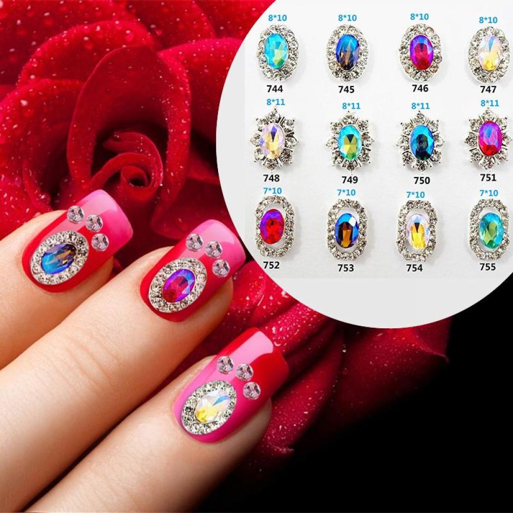 Timekey 12Pcs Hiasan Kuku 3D Bentuk Pita Bahan Alloy Hias Berlian Imitasi Untuk Nail Art A2K1