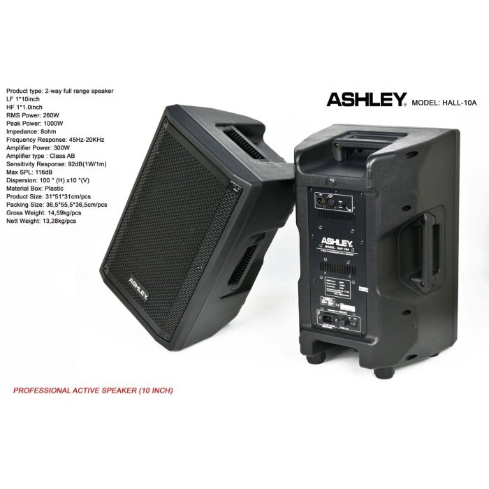 SPEAKER AKTIF VOCAL ASHLEY HALL-10A/HALL10A/HALL 10A ORIGINAL - Hitam - Hitam