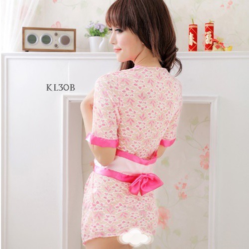 [BISA COD] KIMONO LINGERIE BAJU TIDUR KIMONO WANITA KIMONO JEPANG SOFT PINK KL30B