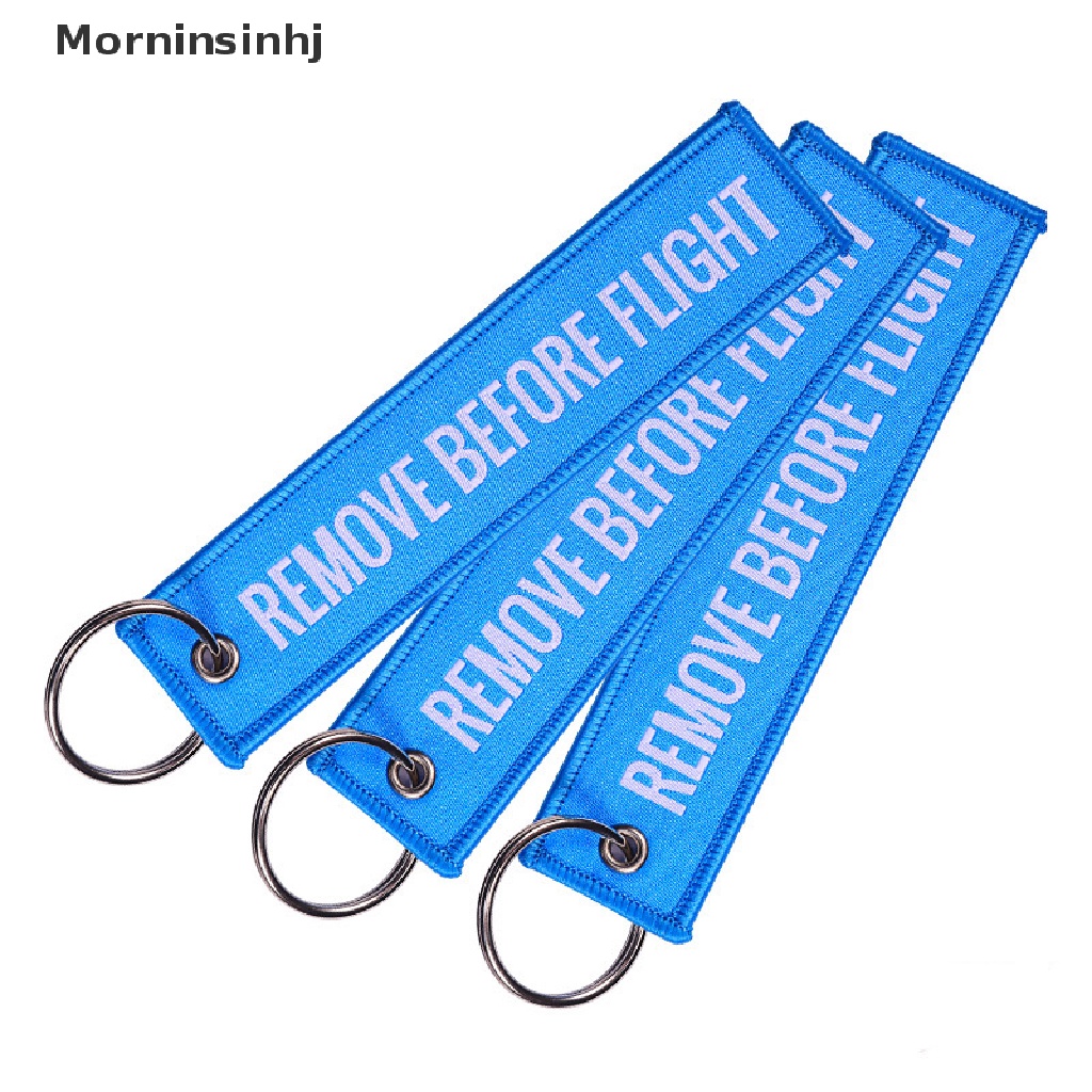 Mornin Remove Before Flight Keychain Keyring Gantungan Kunci Polyester Bordir Pesan13 * 3CM id