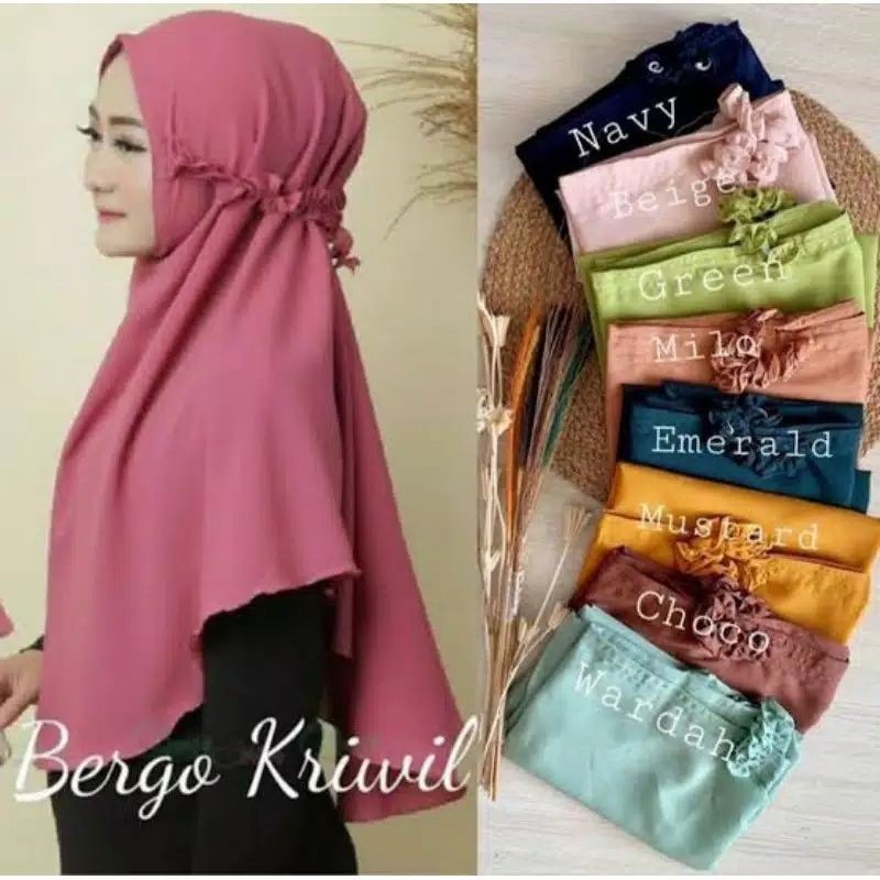 ❤ TERMURAH❤ BERGO KRIWIL - JILBAB INSTAN BERGO MURAH - JILBAB BERGO KRIWIL KEKINIAN