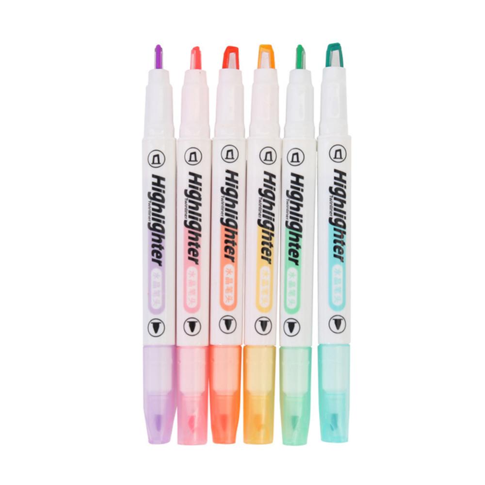 Timekey Spidol Highlighter Dua Sisi Warna Pastel Fluorescent Untuk Sekolah / Kantor O8Y1