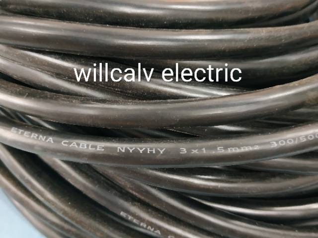 KABEL SERABUT ETERNA 3X1.5 HITAM - KABEL ETERNA NYYHYO 3X1.5 HITAM  HARGA PERMETER