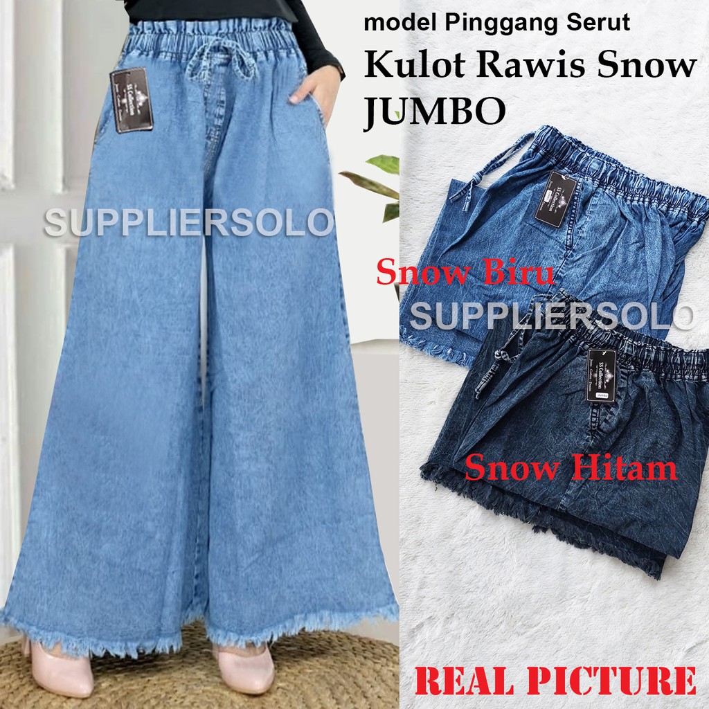 CELANA KULOT RAWIS JEANS XL &amp; JUMBO XXXL ( NAVY &amp; BIRU )