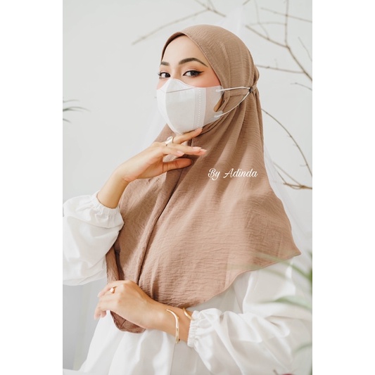 𝐁𝐘 𝐀𝐃𝐈𝐍𝐃𝐀 Bergo Crinkle Konektor Airflow Maryam Tali Kancing Masker Hijab instant khimar ironless Kerudung crinkle Jilbab simpel 2in1