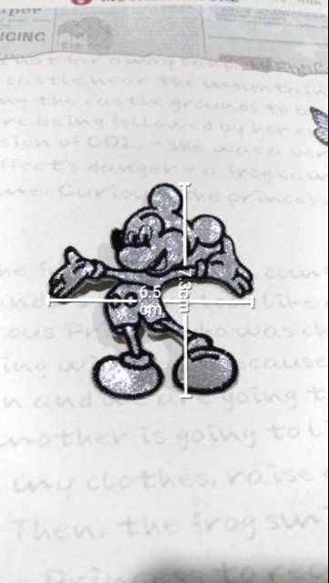 Patch Bordir / Aplikasi Jahit / Emblem Mickey / Miki Perak