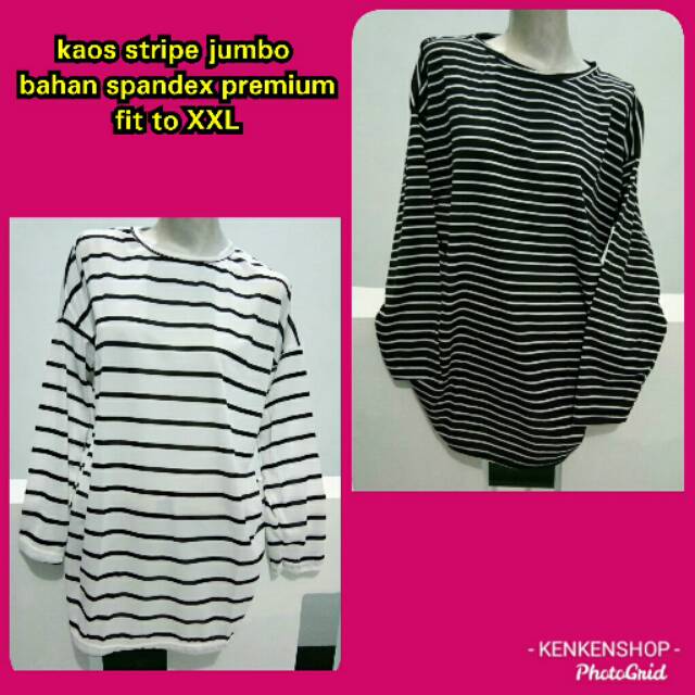Kaos stripe salur kombinasi jumbo