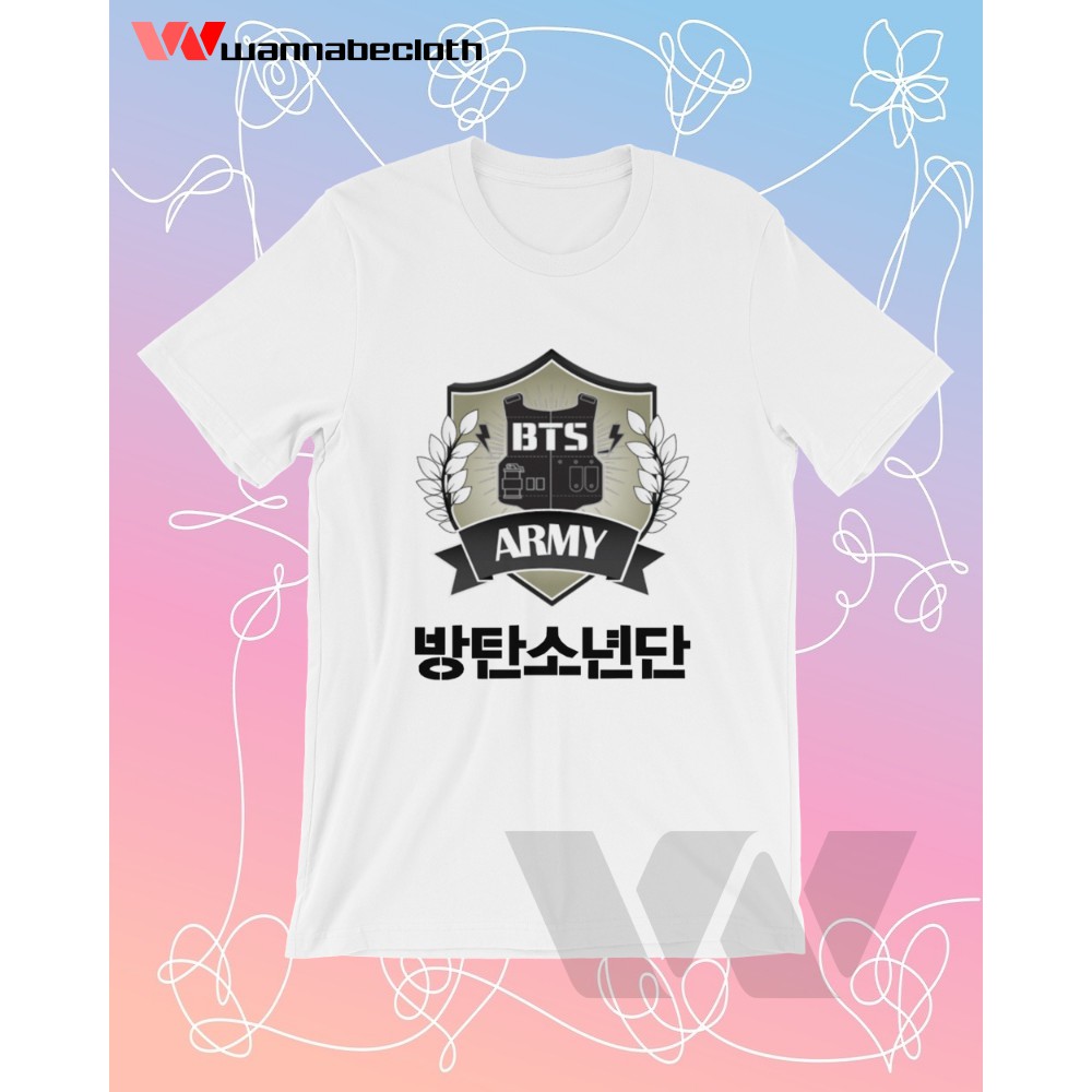 Kaos BTS Baju T-Shirt BTS Army Logo Lengan Pendek Putih