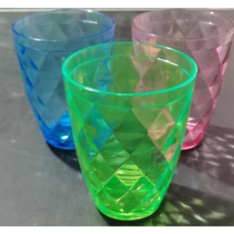 gelas plastik kristal GL11 warna warni 350ml