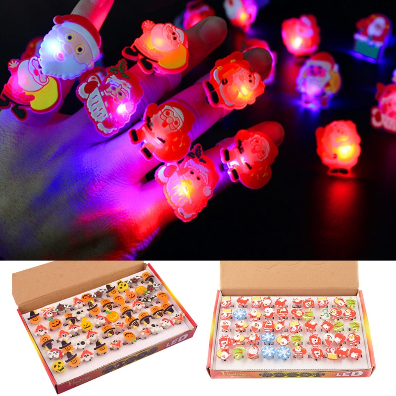 Siy 50pcs / Set Cincin Knuckles Dengan Lampu LED Luminous Untuk Halloween