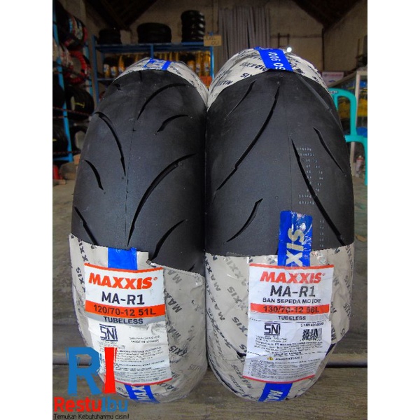 1 Pasang Ban Tubeles Maxxis Import MA-R1 120/70-12 & 130/70-12 Soft Compound