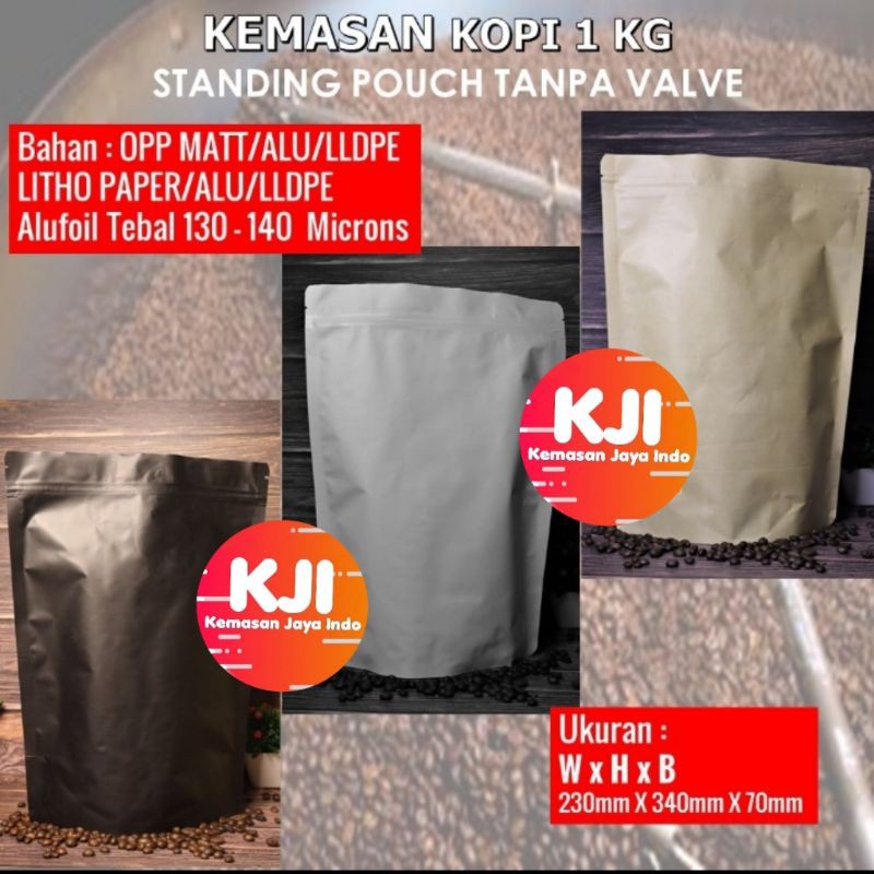 Standing Pouch 1 kg zipper. kemasan kopi. standing pouch