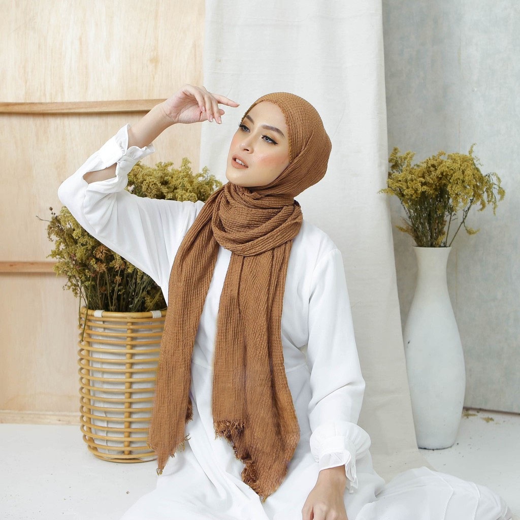 RAJUT TEBAL Pashmina Crinkle Jumbo Premium Tebal Rawis Shawl FULL Jilbab Hijab Kusut Lavanya Mei Chen-4