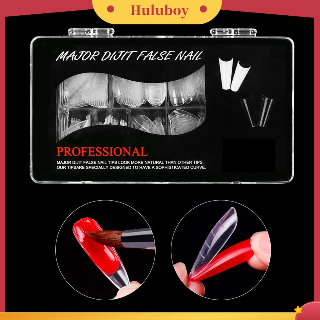 Huluboy Huluboy♡ 500pcs / Box Kuku Palsu Extension Bentuk Hati Transparan Seamless Untuk Manicure