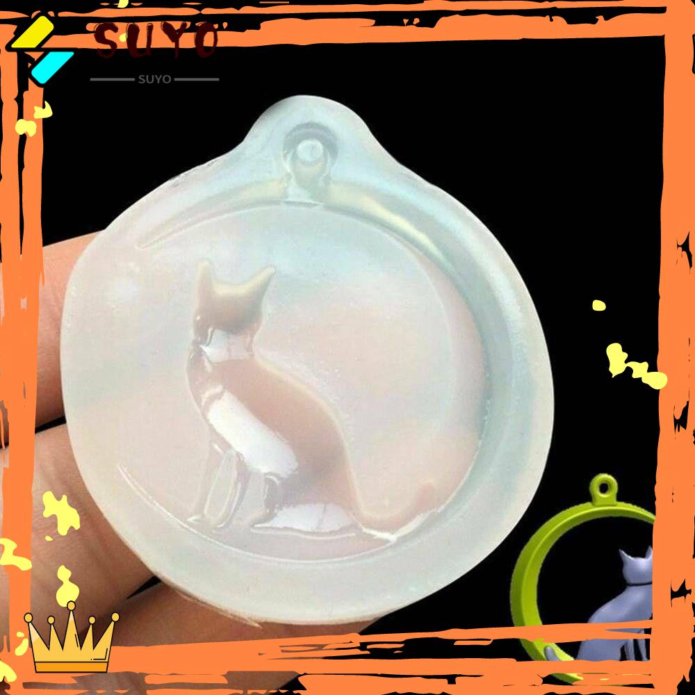 Suyou Cetakan Resin Epoksi Bentuk Bulan / Kucing 3d Bahan Silikon Untuk Kerajinan Tangan Diy Charms