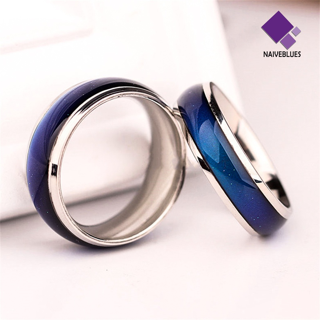 Naiveblue Cincin Mood Ring Berubah Warna Sesuai Suhu Bahan Baja Untuk Pasangan / Pria / Wanita