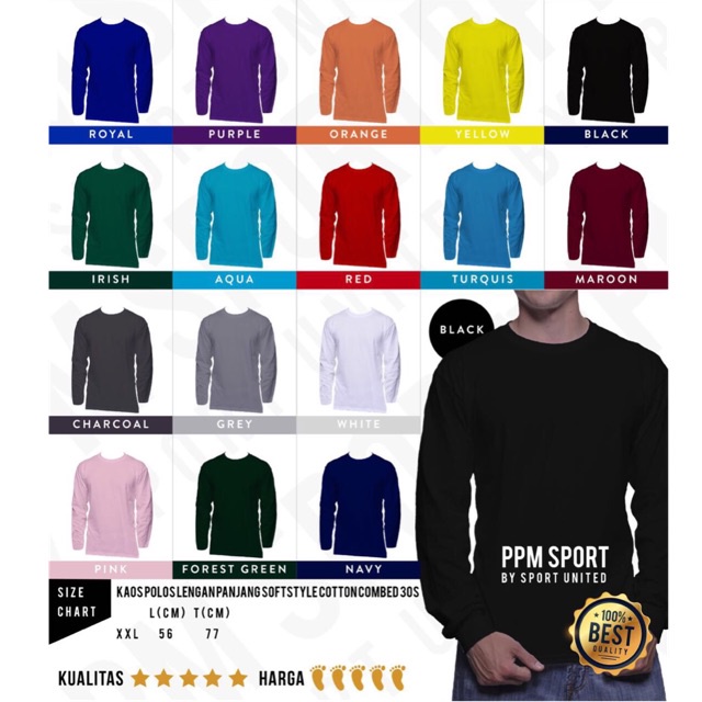 LENGAN PANJANG - KAOS POLOS PRIA WANITA - KAOS KOREA - KAOS SANTAI - CASUAL