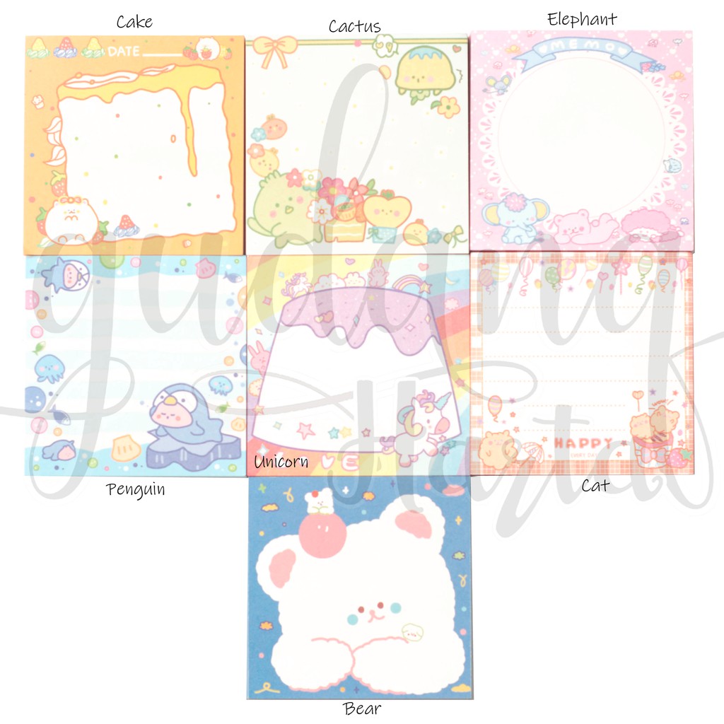 Memo Mini Cute Unicorn Penguin Bear Cactus Lucu Notes Memopad DIY Scrapbook GH 301334