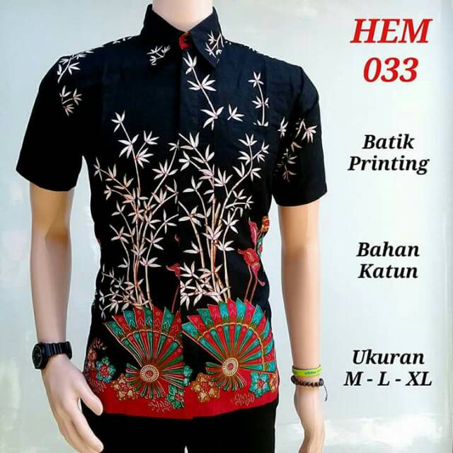 Kemeja Batik Lengan Panjang 021 RISNA BATIK HRB026 HEM BATIK MURAH SENO SOGAN BAKUNG PADI MANGGAR