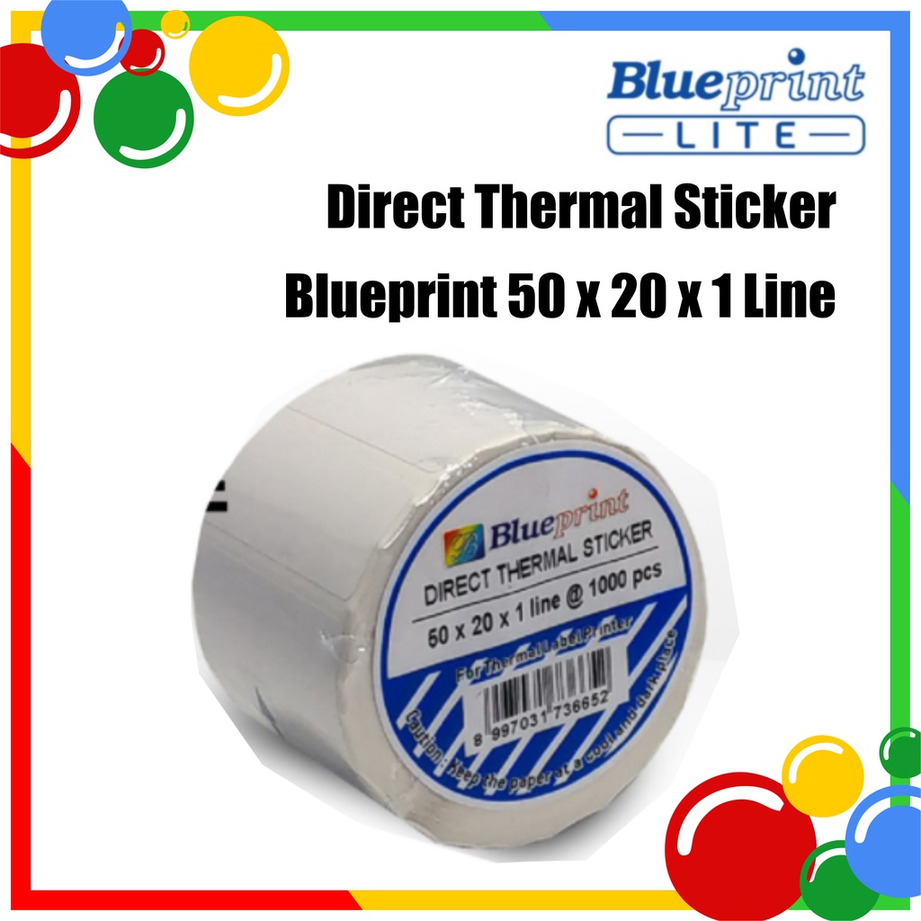 

Direct Thermal Sticker / Label Stiker BLUEPRINT 50x20x1 Line Isi 1000