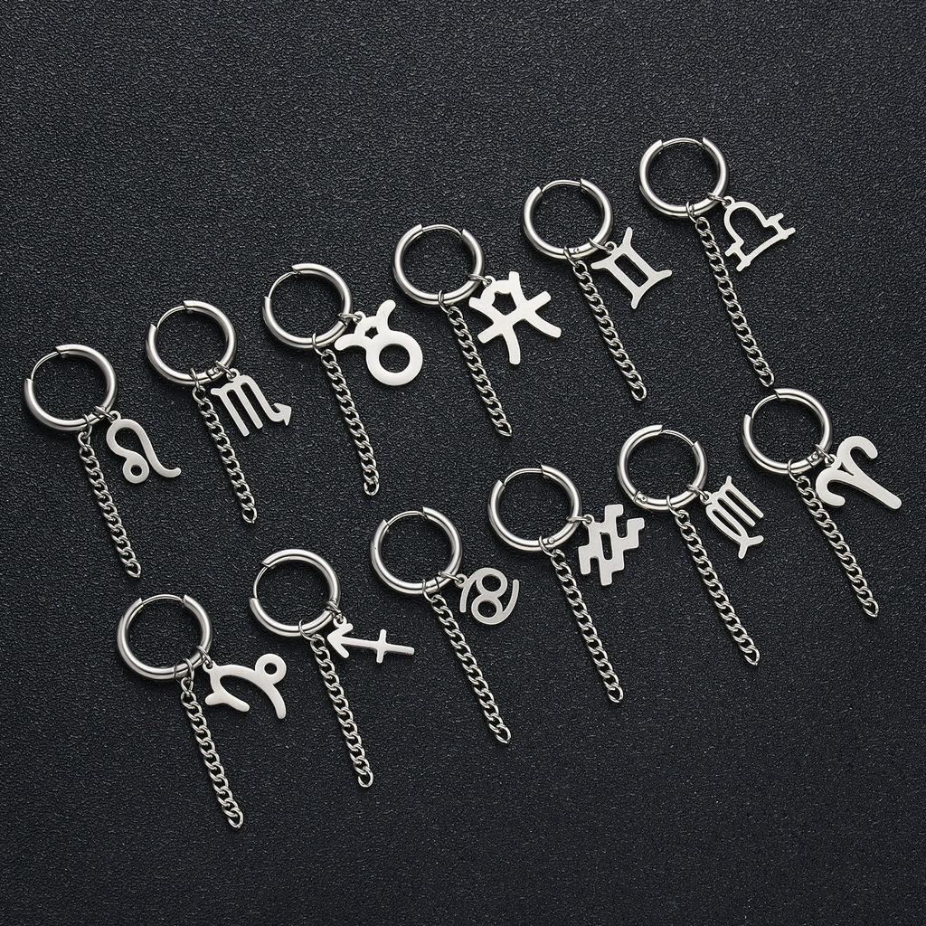 Anting Rantai Bahan Stainless Steel Gaya Hip Hop Punk Untuk Pria