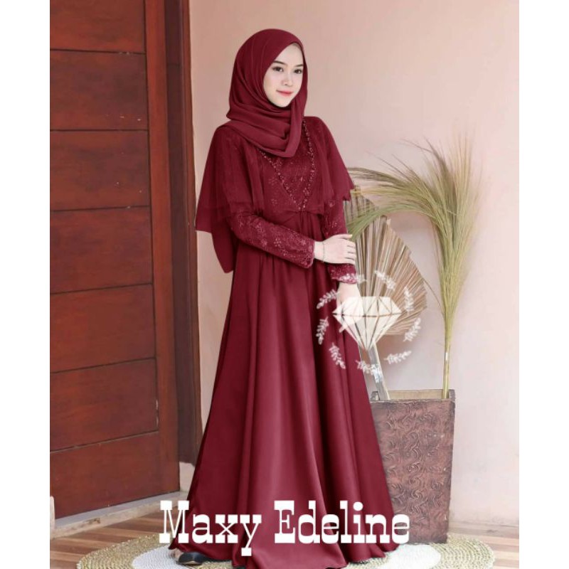 CP EDWARD COUPLE KEMEJA MAXY EDELINE GAMIS DRESS MUSLIM MUTIARA VELVET ( MAXY 3 UKURAN L XL XXL) MR