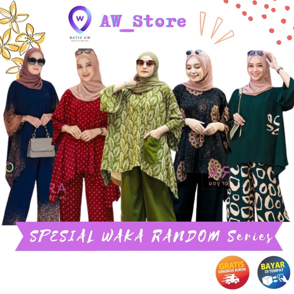 JUMBO BIG SALE - Setelan Jumbo Waka Motif Spesial Random Series Size Jumbo Resleting Busui Wanita Dewasa / Setelan Rayon - Set Wanita