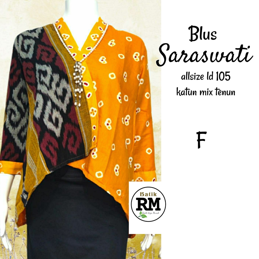 Blus saraswati tenun troso kombi mix katun best atasan trendy